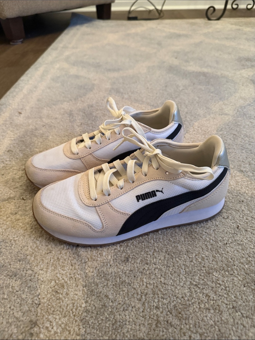 Puma SoftFoam+ Comfort Sneakers Women’s Size 7.5 Beige White Black Casual Shoes - Picture 4 of 7